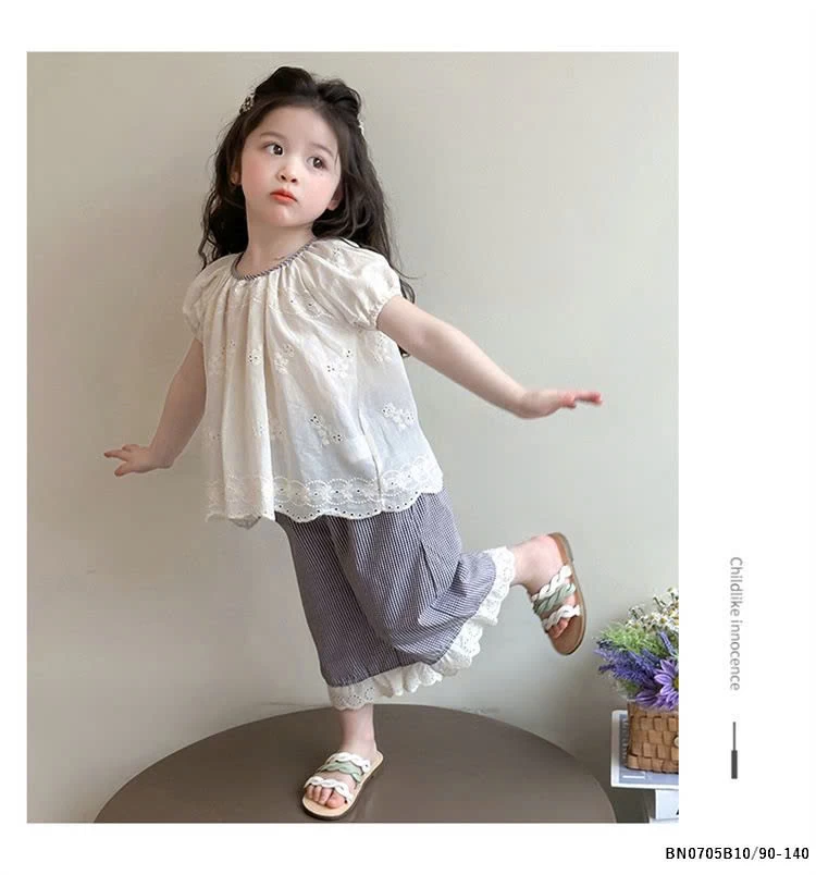 SÉT BABYDOLL QUẦN KẺ PHỐI REN