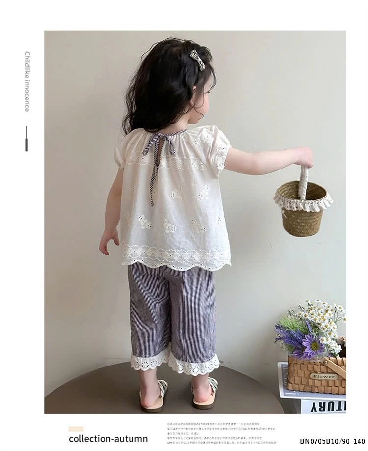 SÉT BABYDOLL QUẦN KẺ PHỐI REN