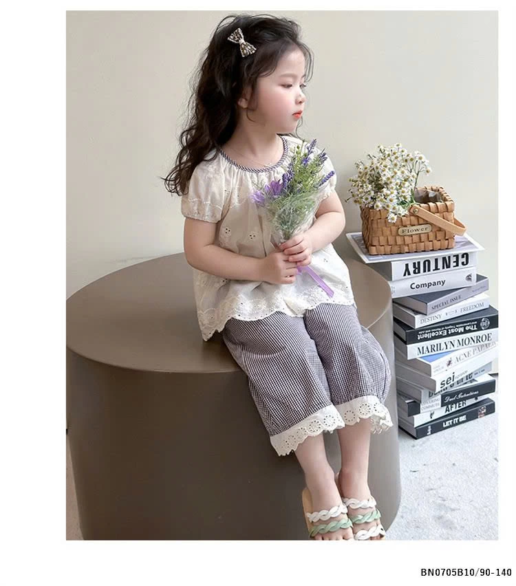 SÉT BABYDOLL QUẦN KẺ PHỐI REN