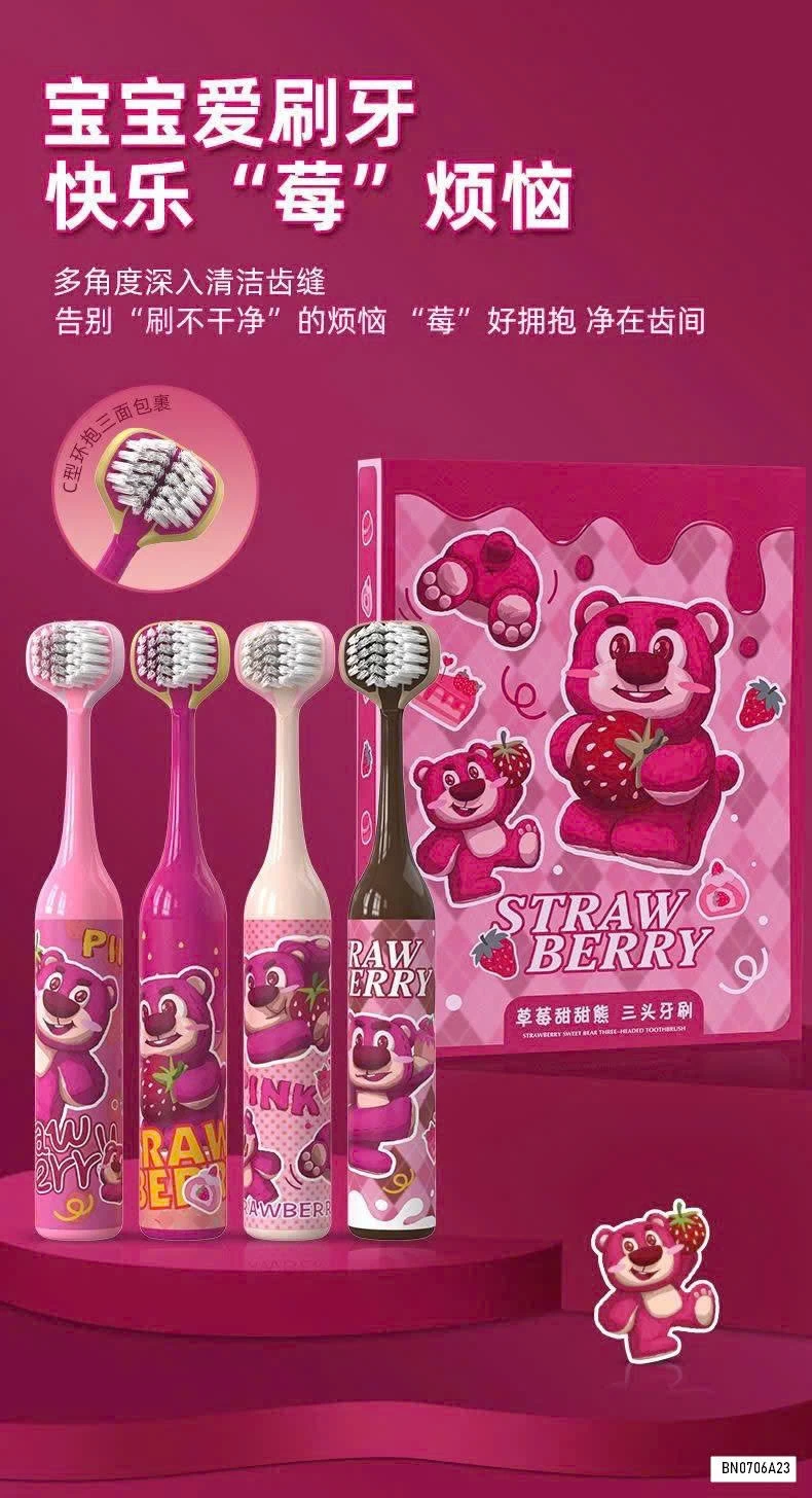 SÉT 4 BÀN CHẢI 360 ĐỘ GẤU DÂU