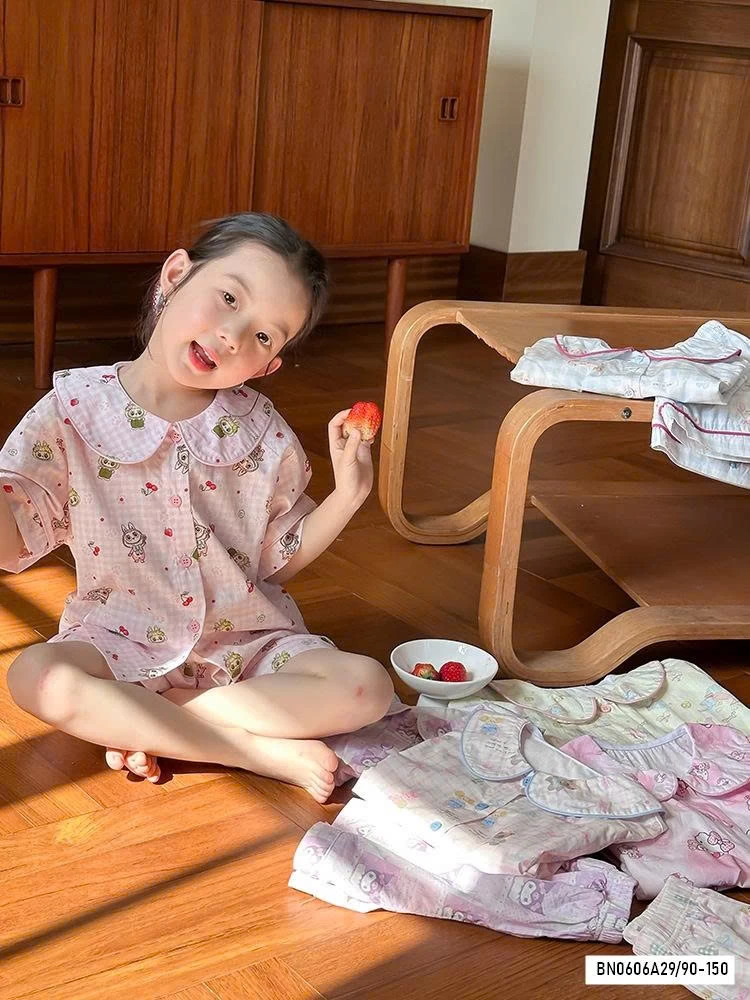 PIZAMA THÔ MỀM CỔ SEN