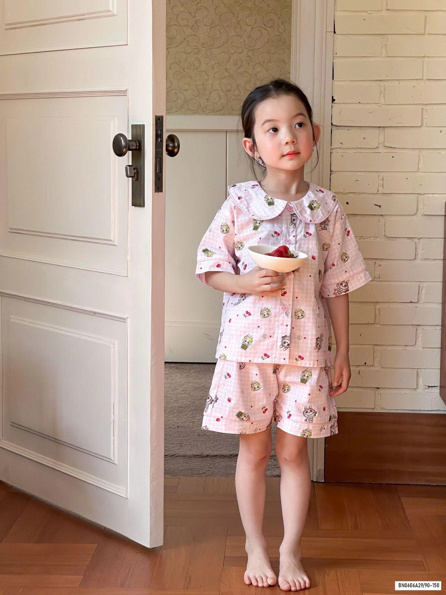 PIZAMA THÔ MỀM CỔ SEN