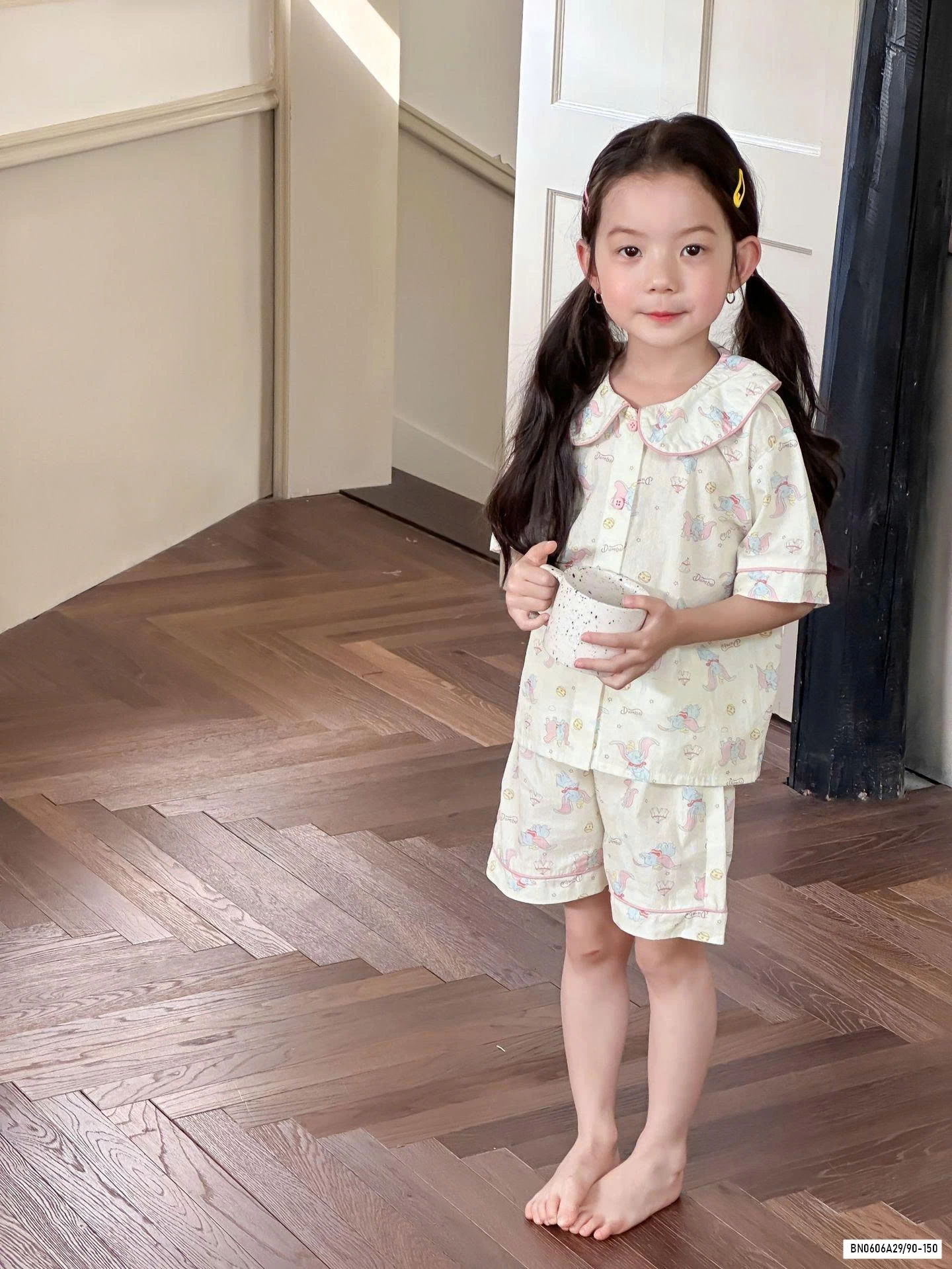 PIZAMA THÔ MỀM CỔ SEN