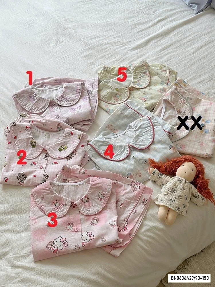 PIZAMA THÔ MỀM CỔ SEN