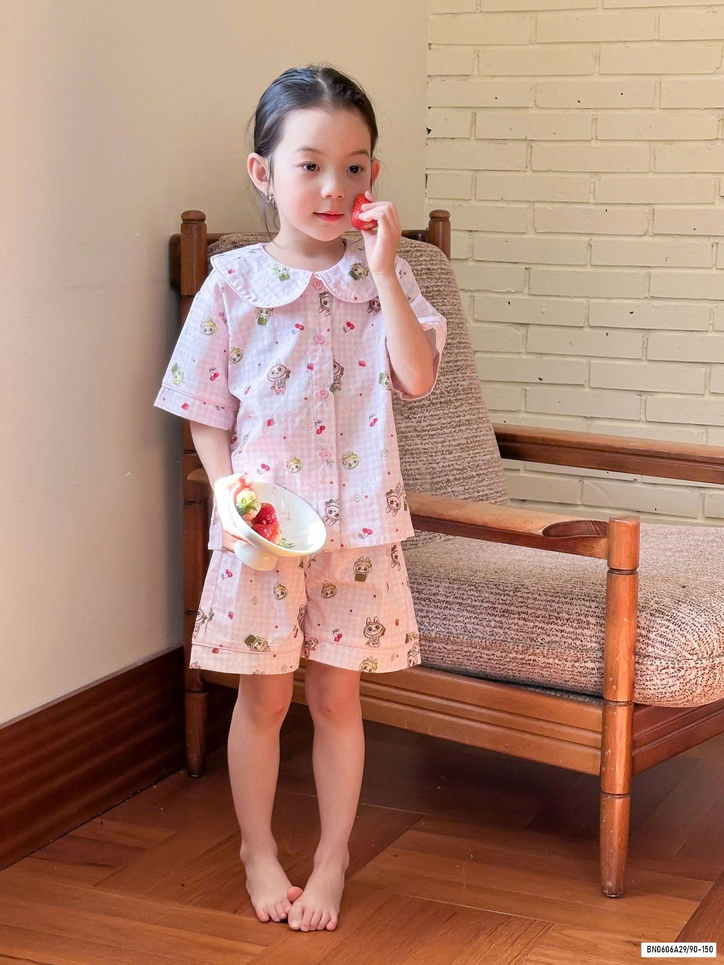 PIZAMA THÔ MỀM CỔ SEN