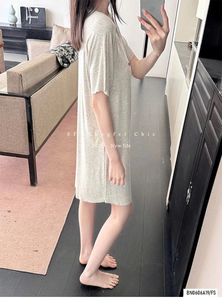 ĐẦM/BỘ NGỦ THUN GÂN THÊU TRÁI TIM