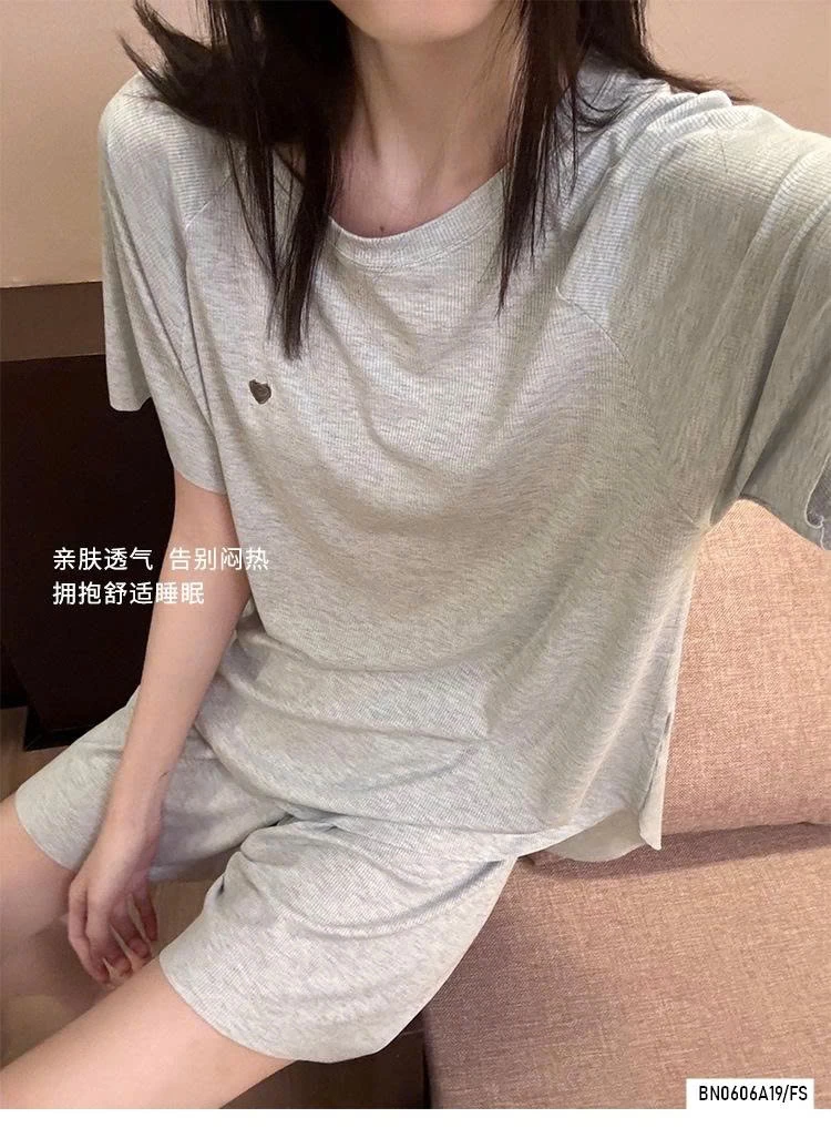 ĐẦM/BỘ NGỦ THUN GÂN THÊU TRÁI TIM