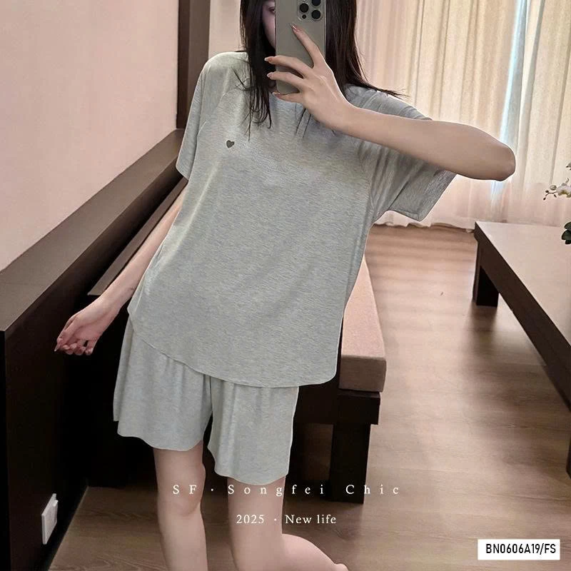 ĐẦM/BỘ NGỦ THUN GÂN THÊU TRÁI TIM