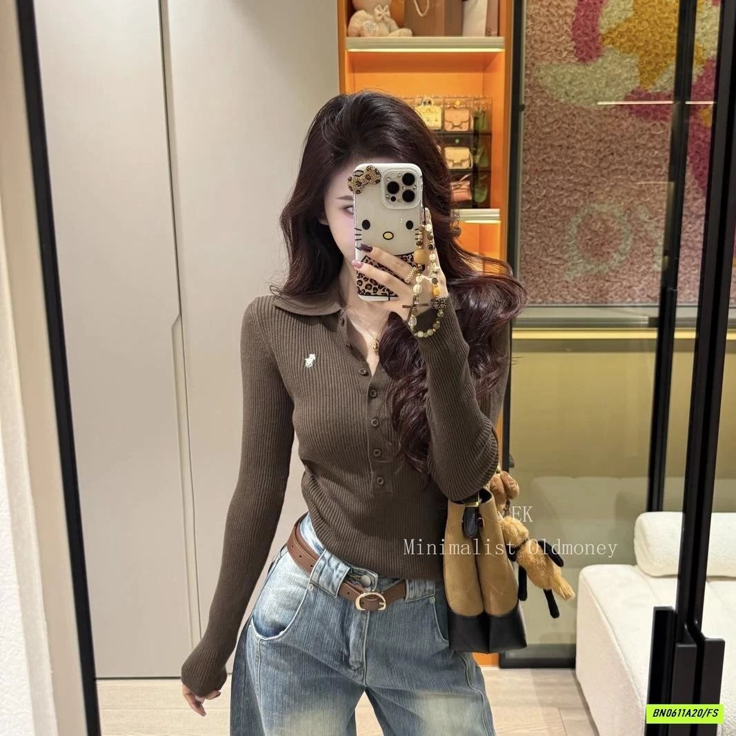 LEN POLO THÊU LOGO CÚC CỔ