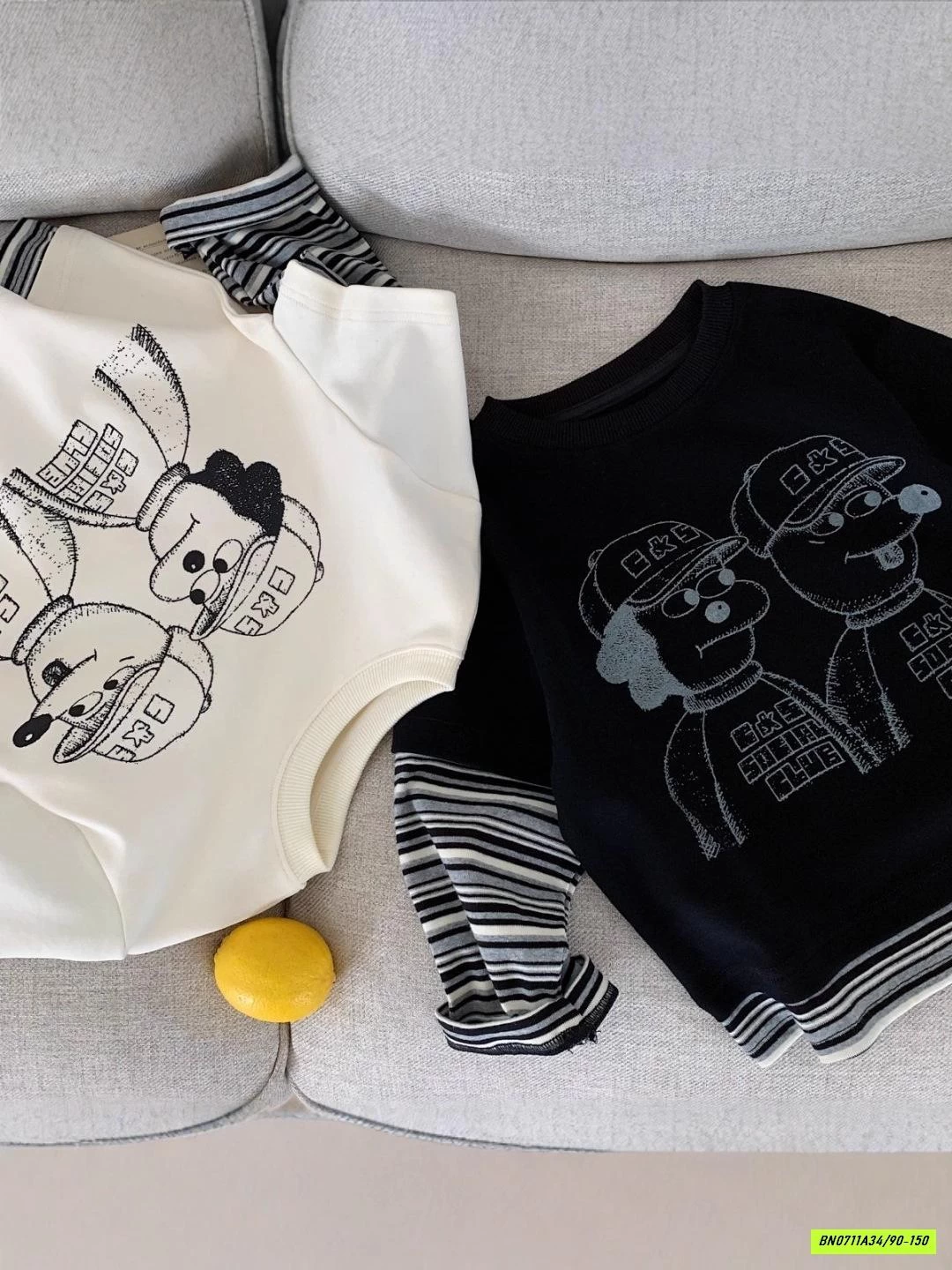 ÁO NỈ CÚN GIẢ 2 LỚP TAY KẺ