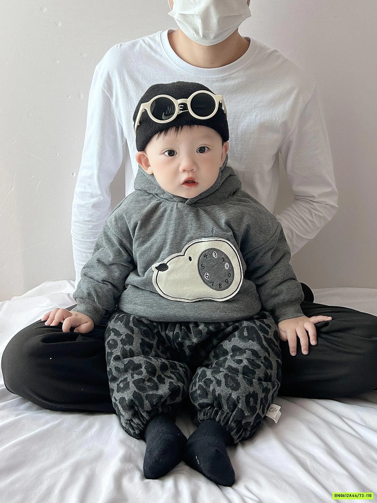 HOODIE NỈ CÚN XÁM LÓT LÔNG SZ NHÍ