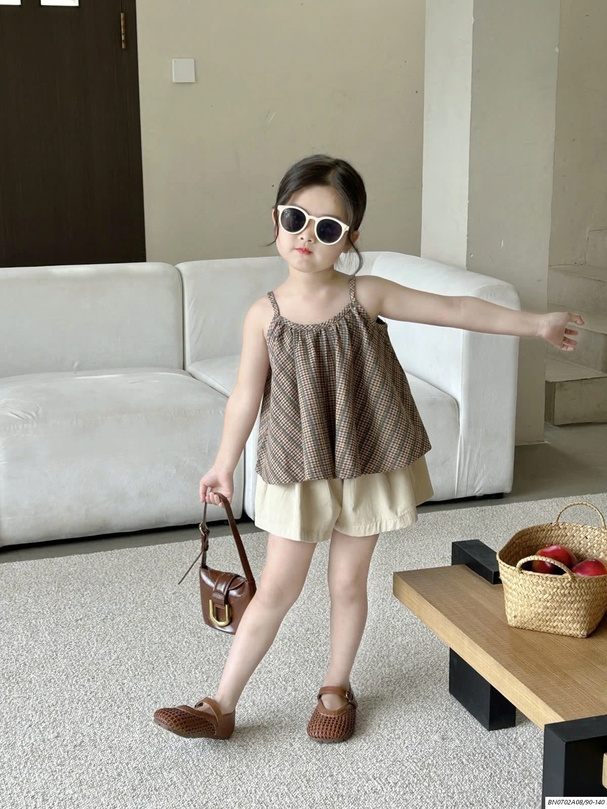 SÉT 2 DÂY CARO NÂU VINTAGE