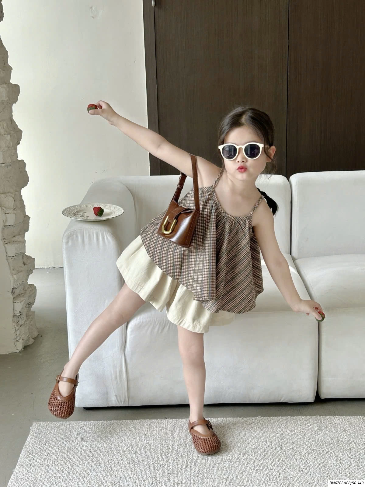 SÉT 2 DÂY CARO NÂU VINTAGE