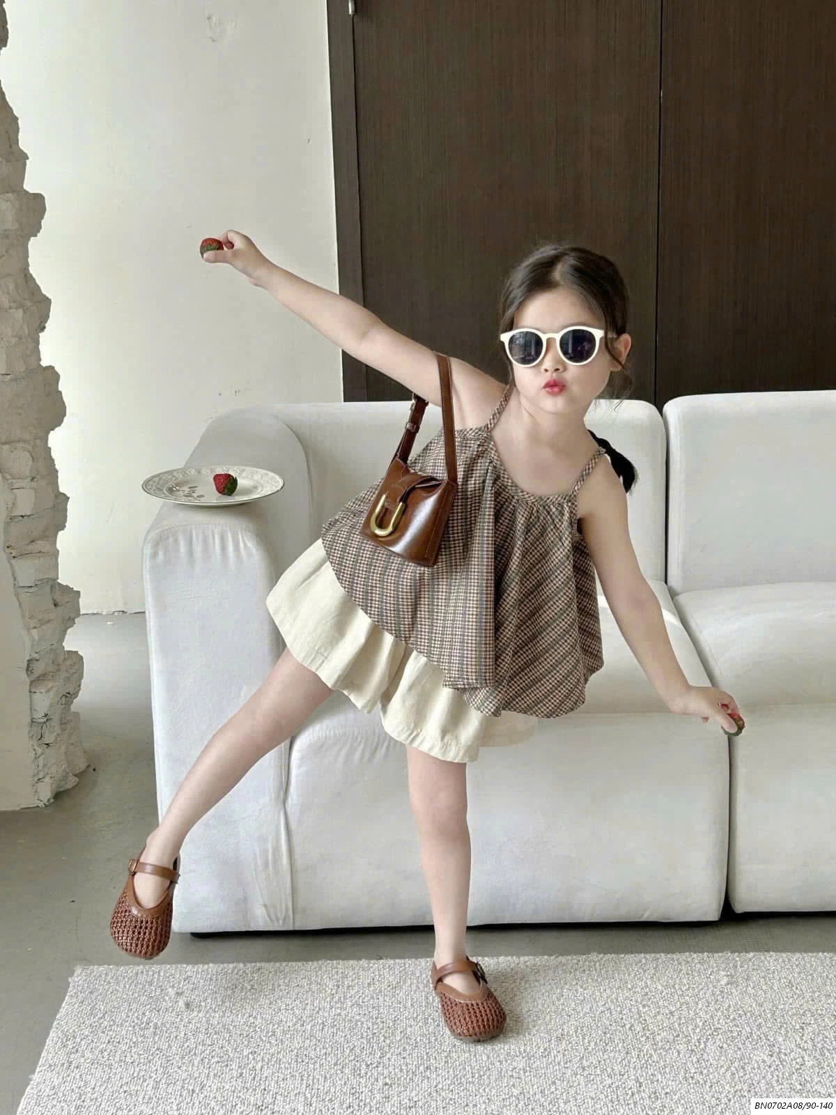 SÉT 2 DÂY CARO NÂU VINTAGE