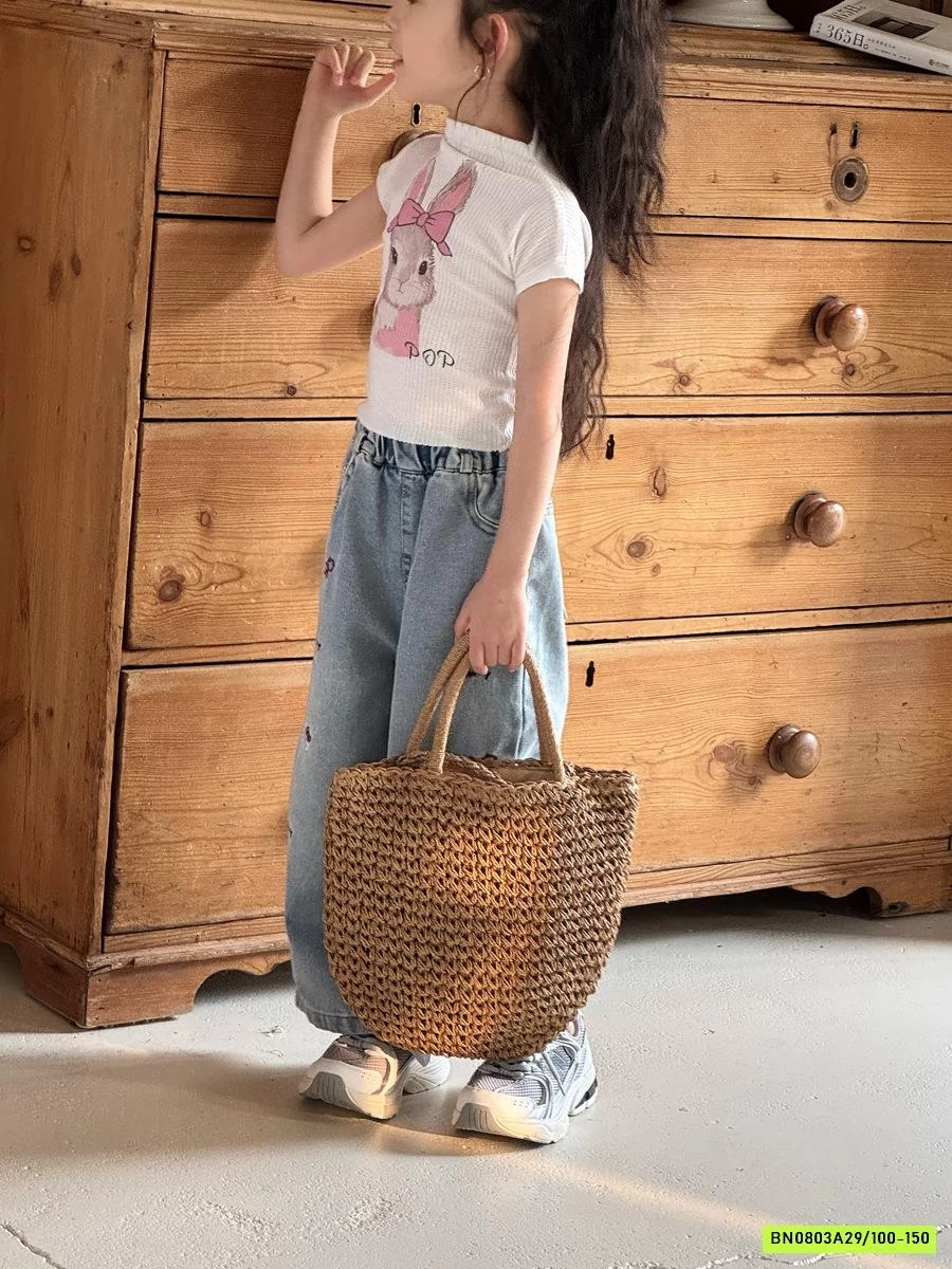 JEANS SUÔNG THÊU NƠ YUKIDS