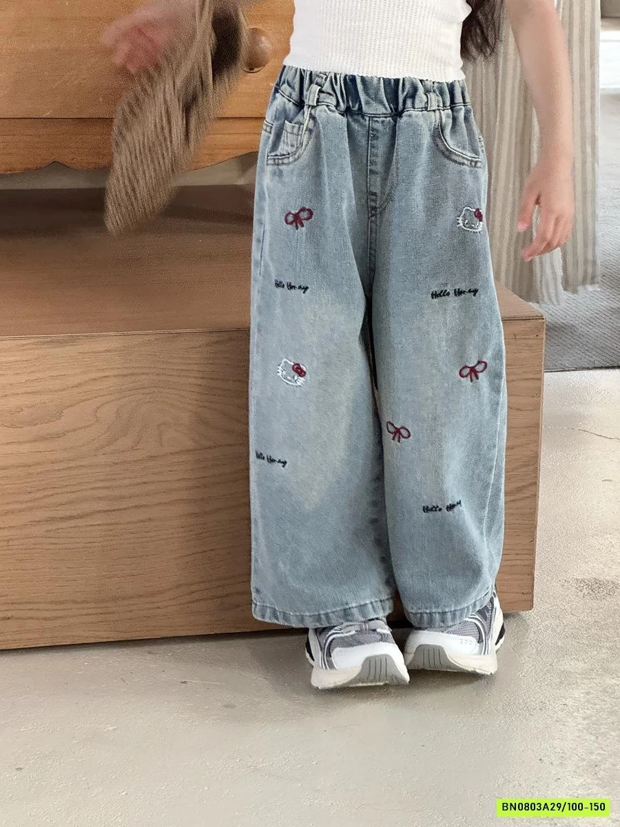 JEANS SUÔNG THÊU NƠ YUKIDS