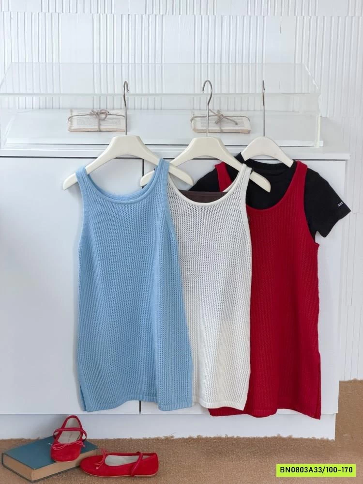 ĐẦM LEN DỆT 2 DÂY XẺ GẤU 26A222 AMBB