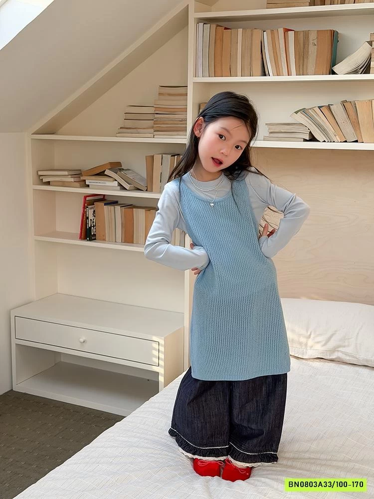 ĐẦM LEN DỆT 2 DÂY XẺ GẤU 26A222 AMBB