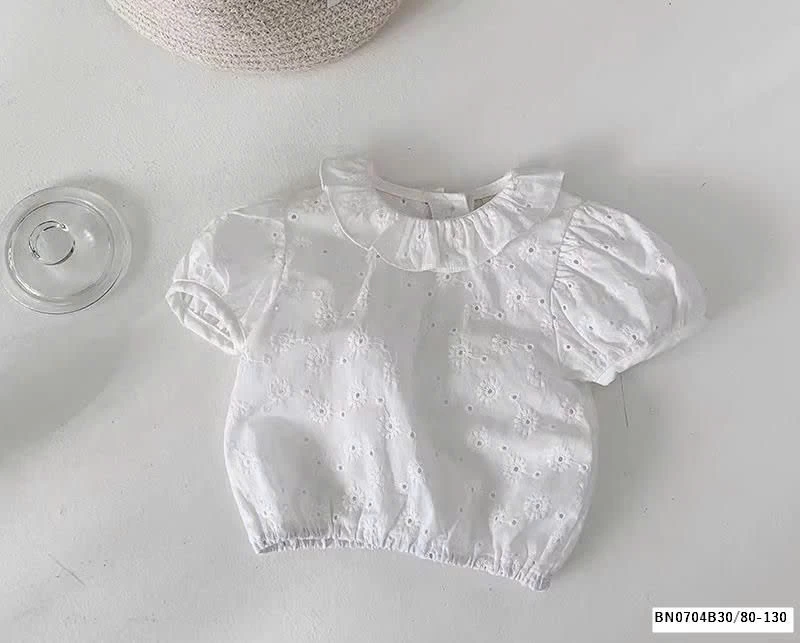 ÁO SƠ MI HOA THÊU TAY BỒNG NHÍ