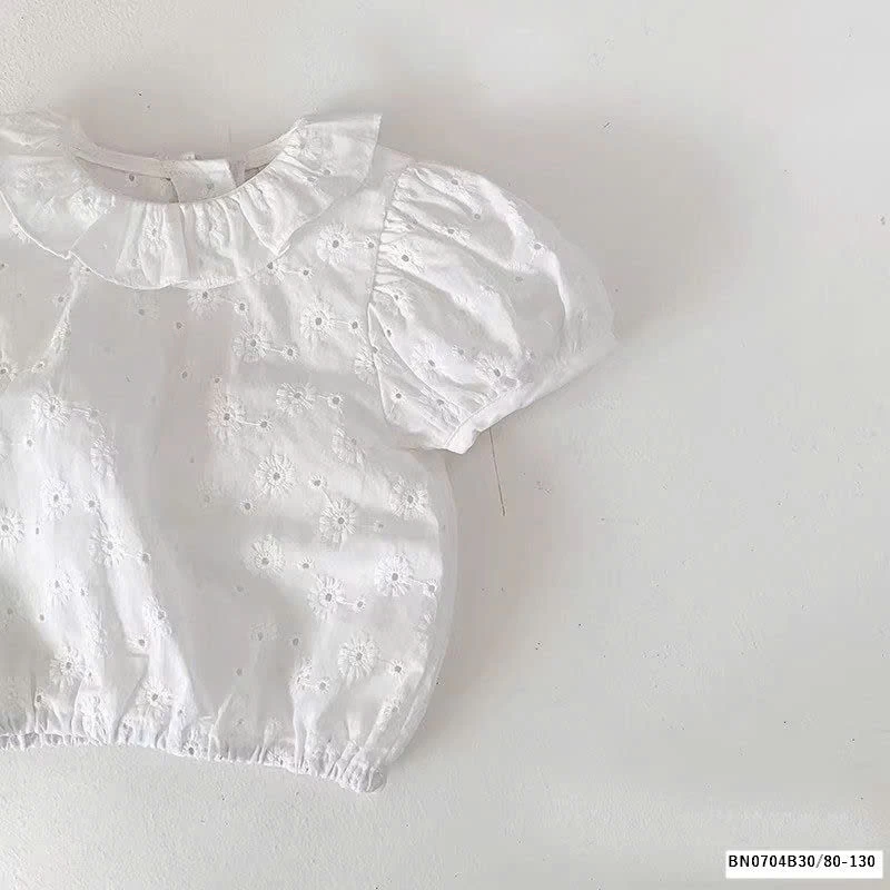 ÁO SƠ MI HOA THÊU TAY BỒNG NHÍ