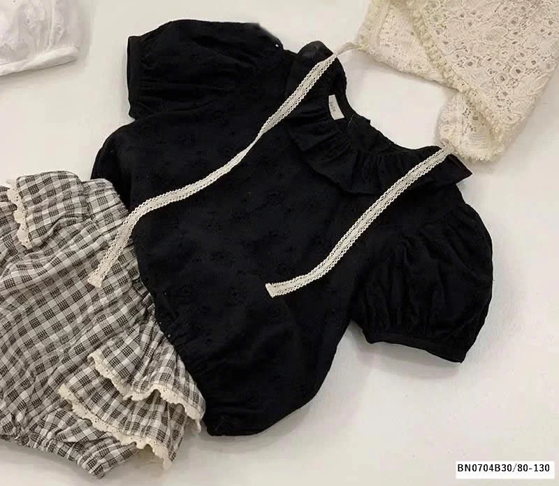 ÁO SƠ MI HOA THÊU TAY BỒNG NHÍ