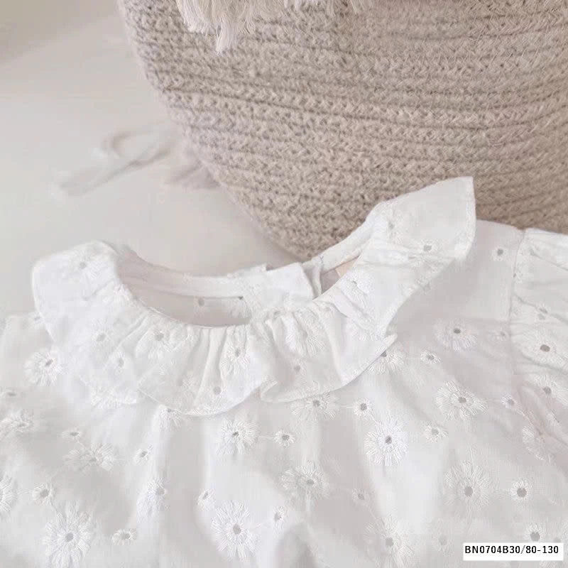 ÁO SƠ MI HOA THÊU TAY BỒNG NHÍ