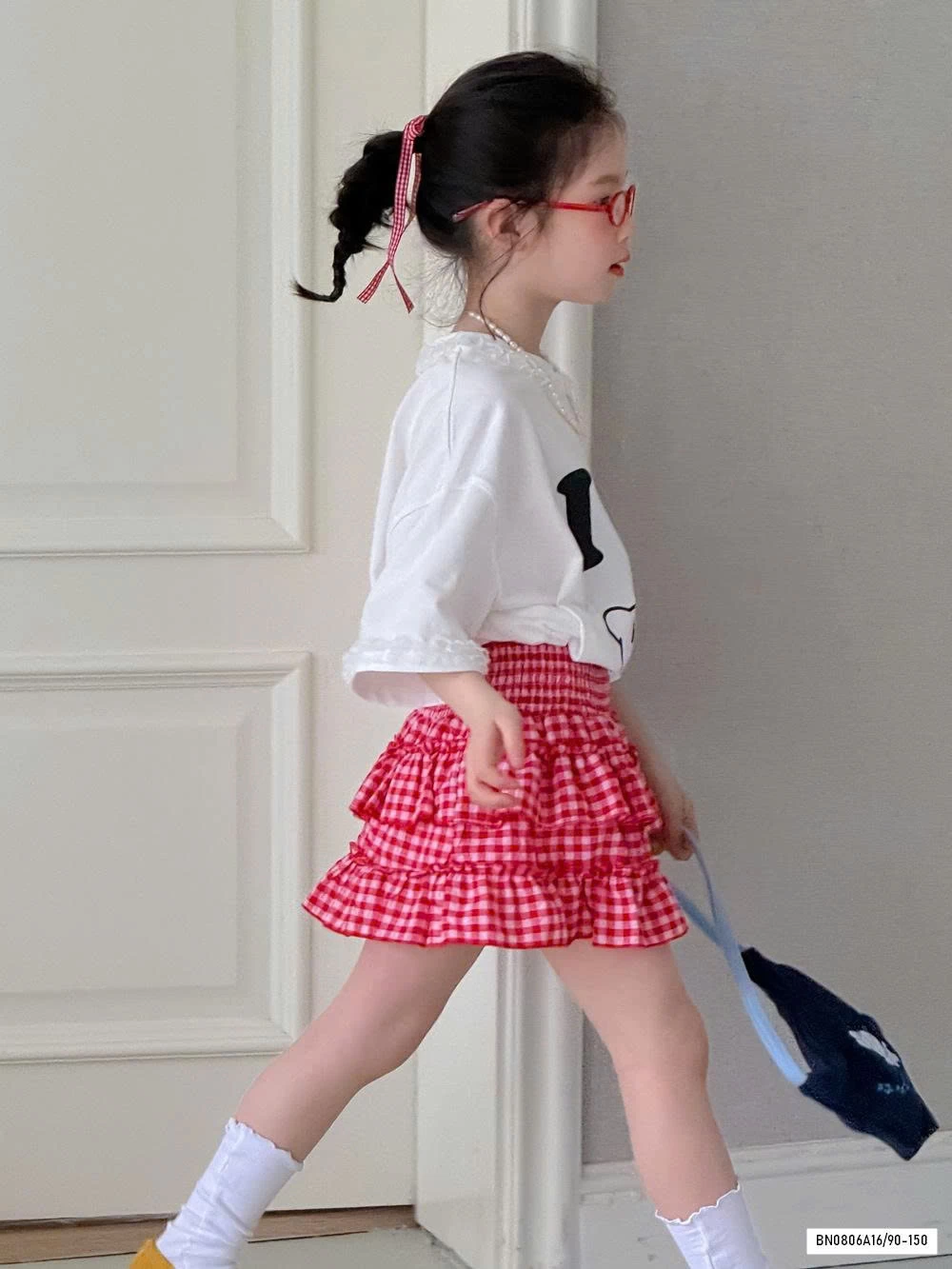 ÁO KITTY MIX CV CARO ĐỎ KUMAIKIDS