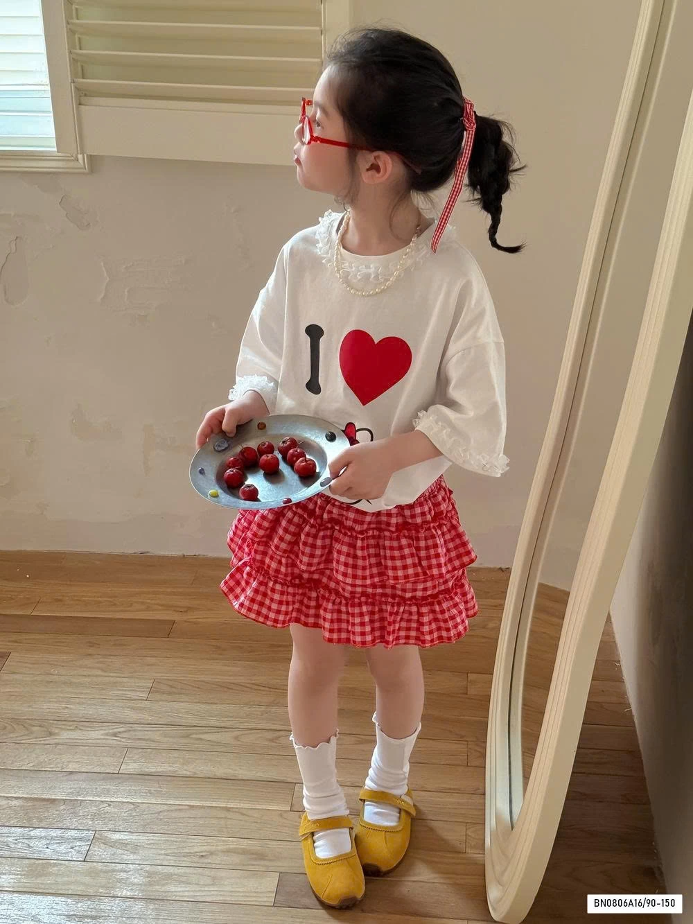 ÁO KITTY MIX CV CARO ĐỎ KUMAIKIDS
