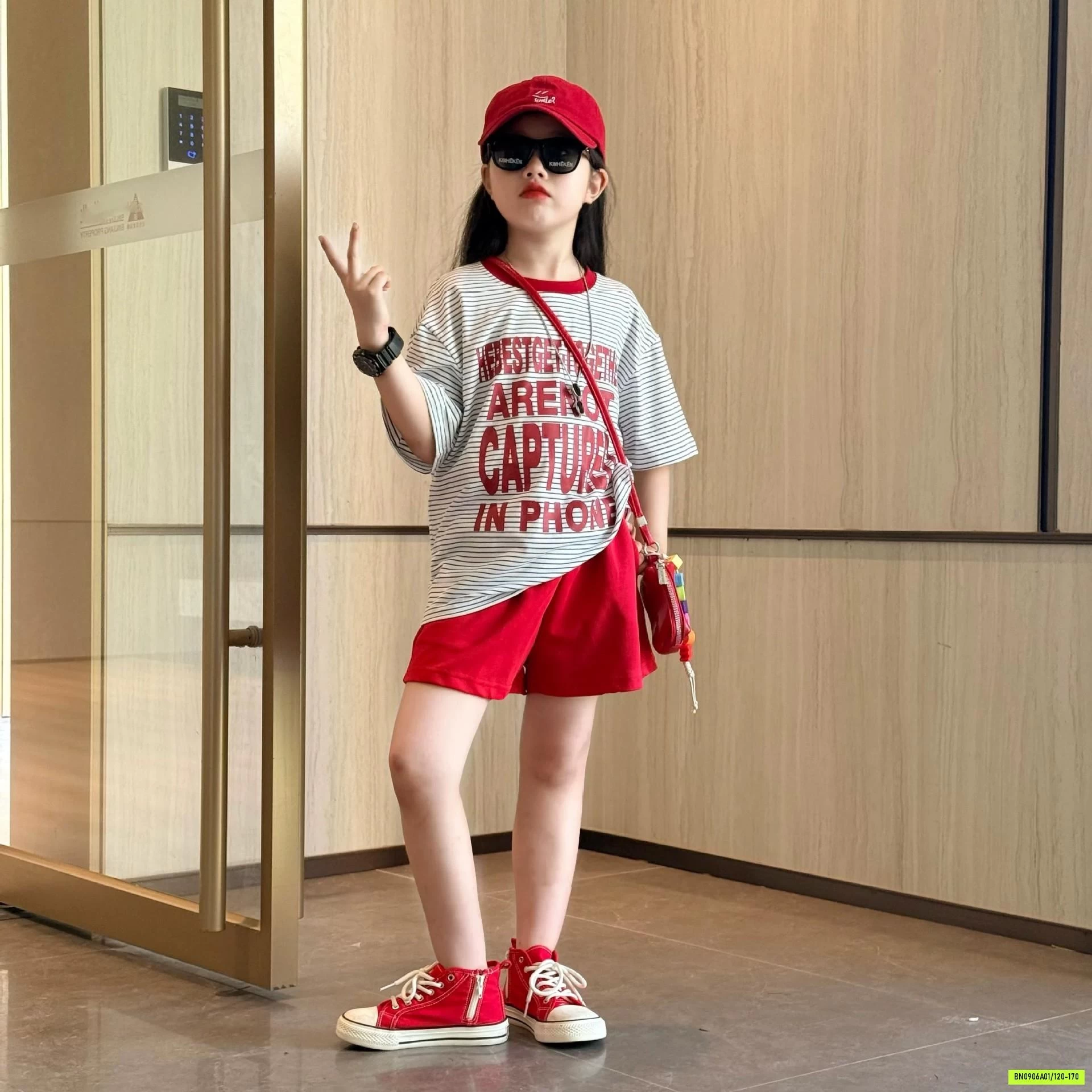 SÉT ÁO KẺ MIX SHORT ĐỎ SZ ĐẠI