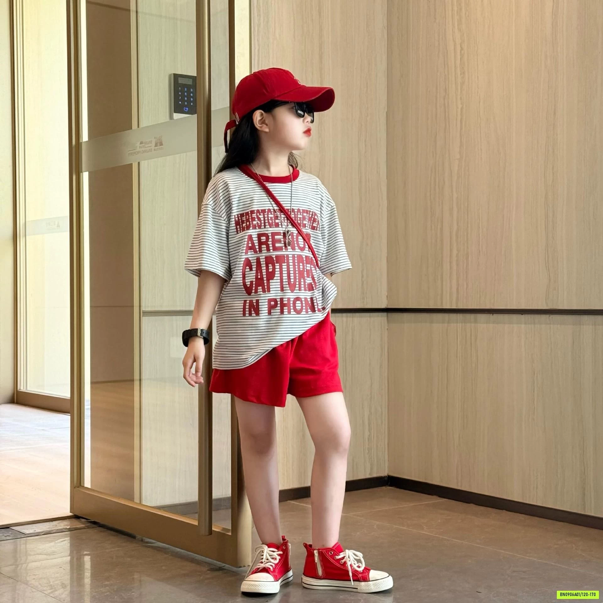 SÉT ÁO KẺ MIX SHORT ĐỎ SZ ĐẠI
