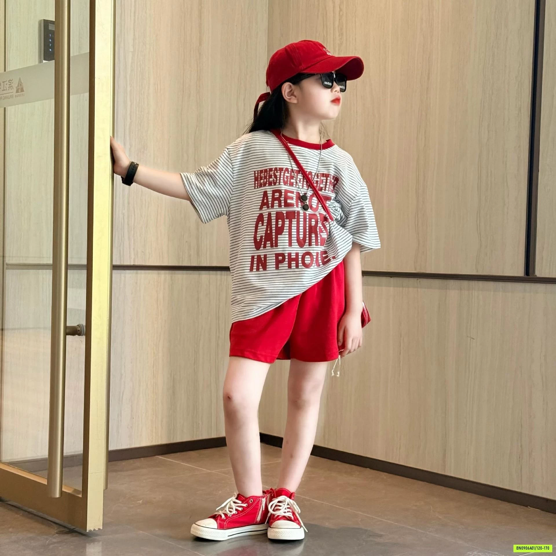 SÉT ÁO KẺ MIX SHORT ĐỎ SZ ĐẠI