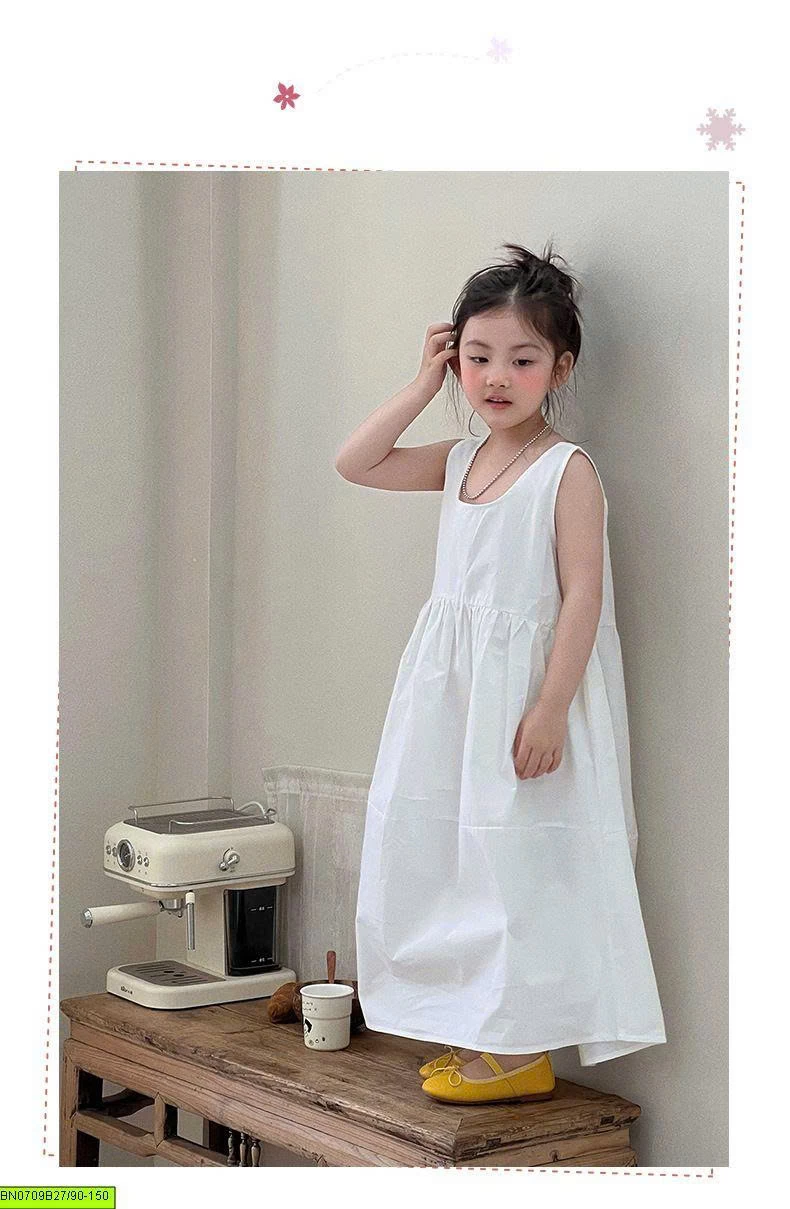 VÁY MAXI TRẮNG DÁNG RỘNG BG