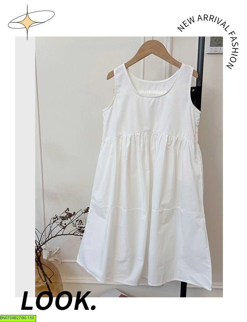 VÁY MAXI TRẮNG DÁNG RỘNG BG