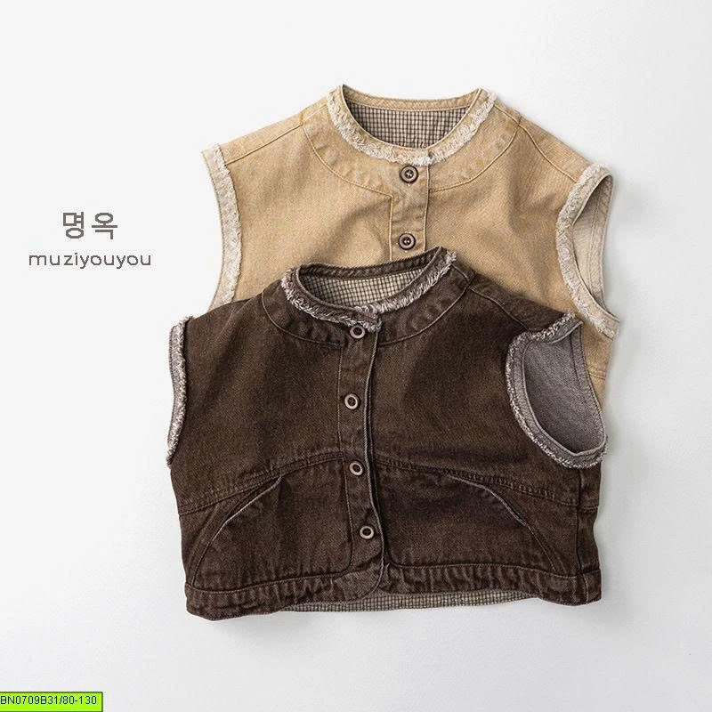ÁO GILE VẢI JEAN ĐÓNG CÚC CÁ TÍNH