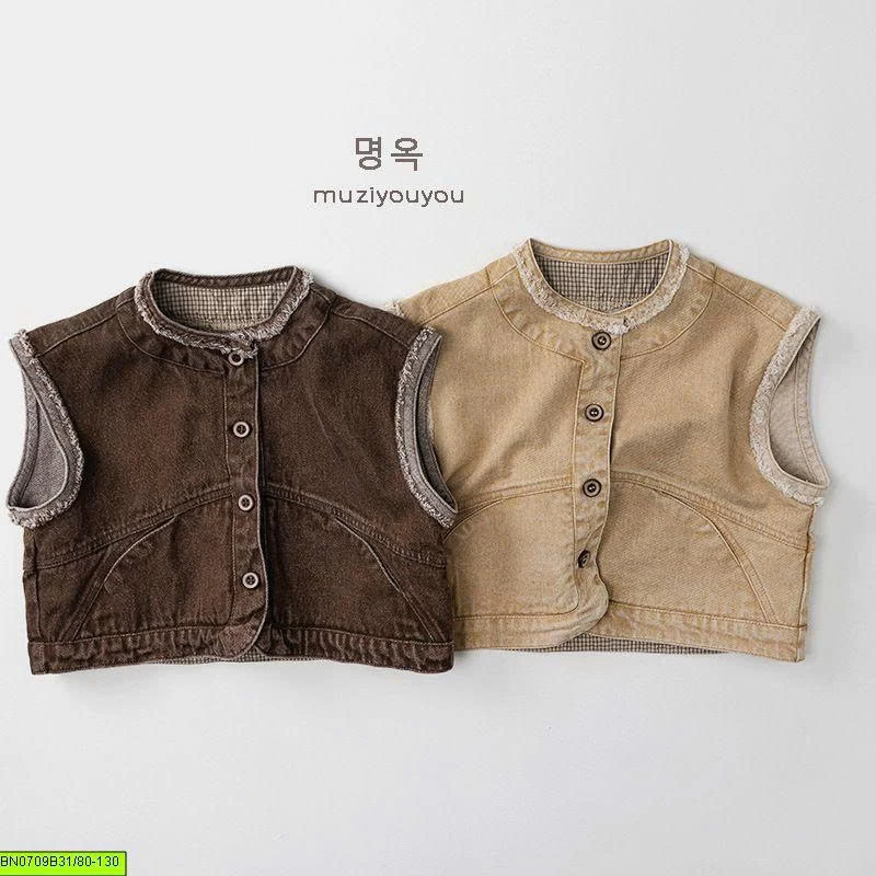 ÁO GILE VẢI JEAN ĐÓNG CÚC CÁ TÍNH