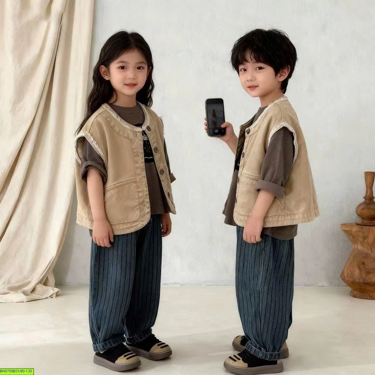 ÁO GILE VẢI JEAN ĐÓNG CÚC CÁ TÍNH