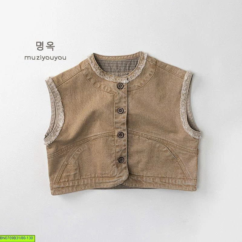 ÁO GILE VẢI JEAN ĐÓNG CÚC CÁ TÍNH