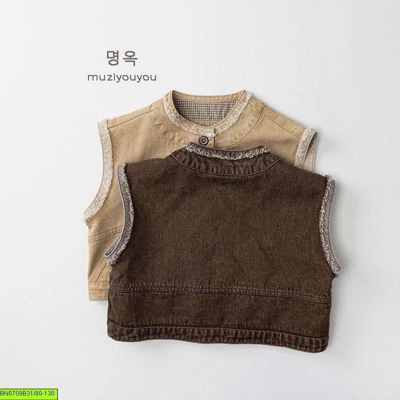 ÁO GILE VẢI JEAN ĐÓNG CÚC CÁ TÍNH