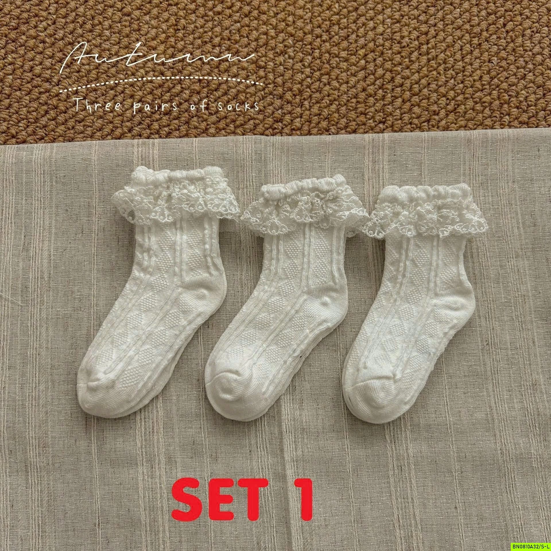 SET 3Đ TẤT PHỐI CỔ REN TIỂU THƯ