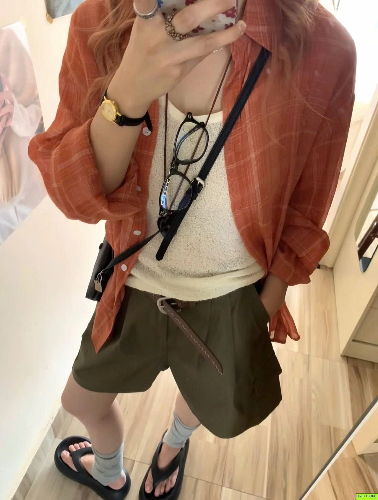 ÁO SƠ MI CHỐNG NẮNG MÀU CAM CARO