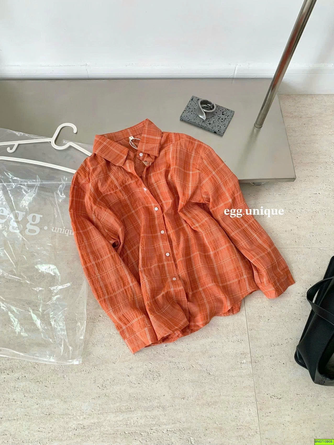 ÁO SƠ MI CHỐNG NẮNG MÀU CAM CARO