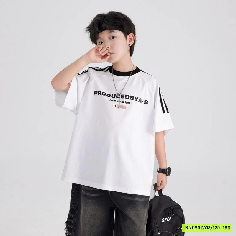 ÁO THUN SỌC VAI IN CHỮ