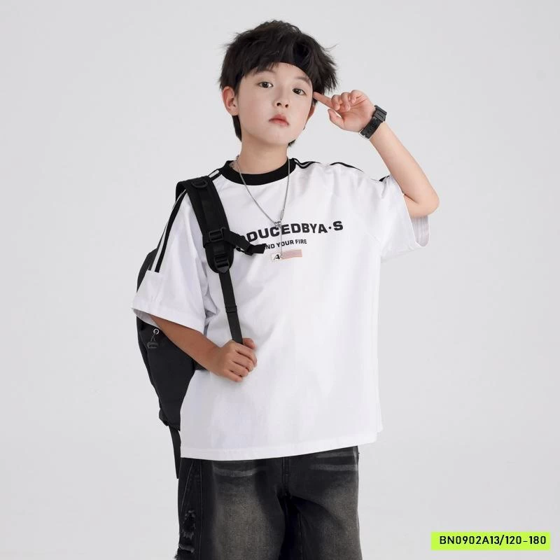 ÁO THUN SỌC VAI IN CHỮ