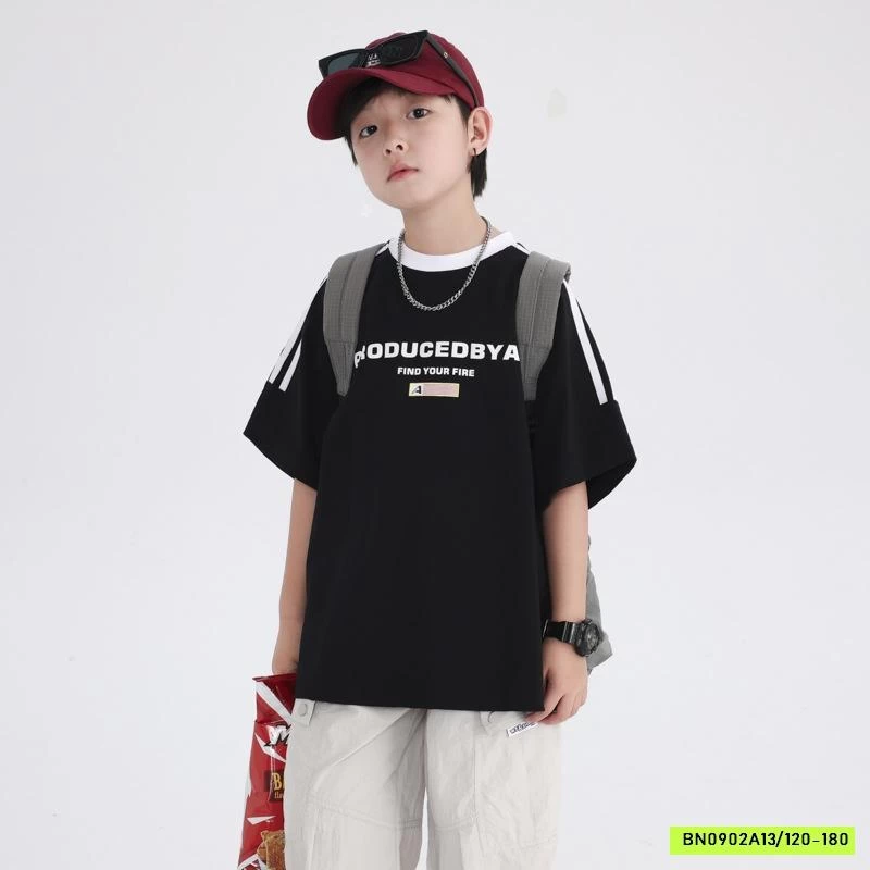 ÁO THUN SỌC VAI IN CHỮ