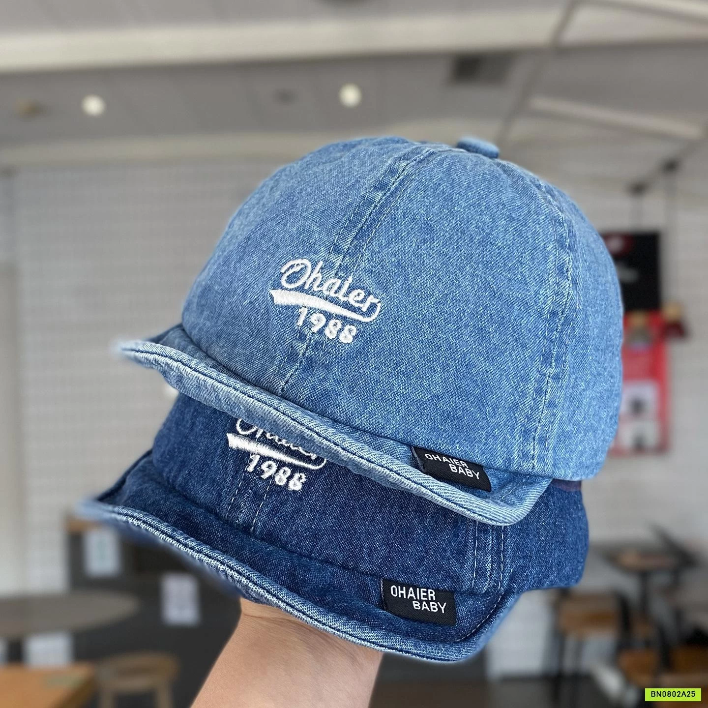 MŨ JEANS THÊU CHỮ