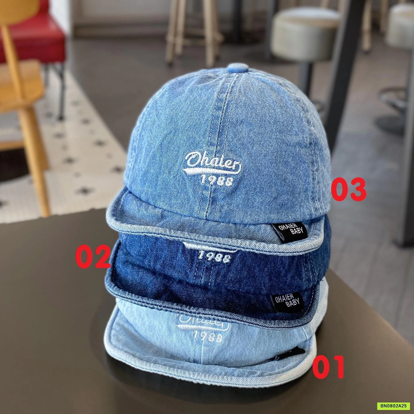 MŨ JEANS THÊU CHỮ