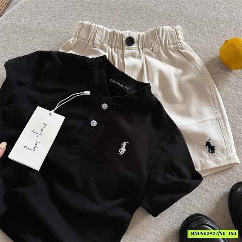 ÁO THUN CỔ TRỤ LOGO NGỰA MMY