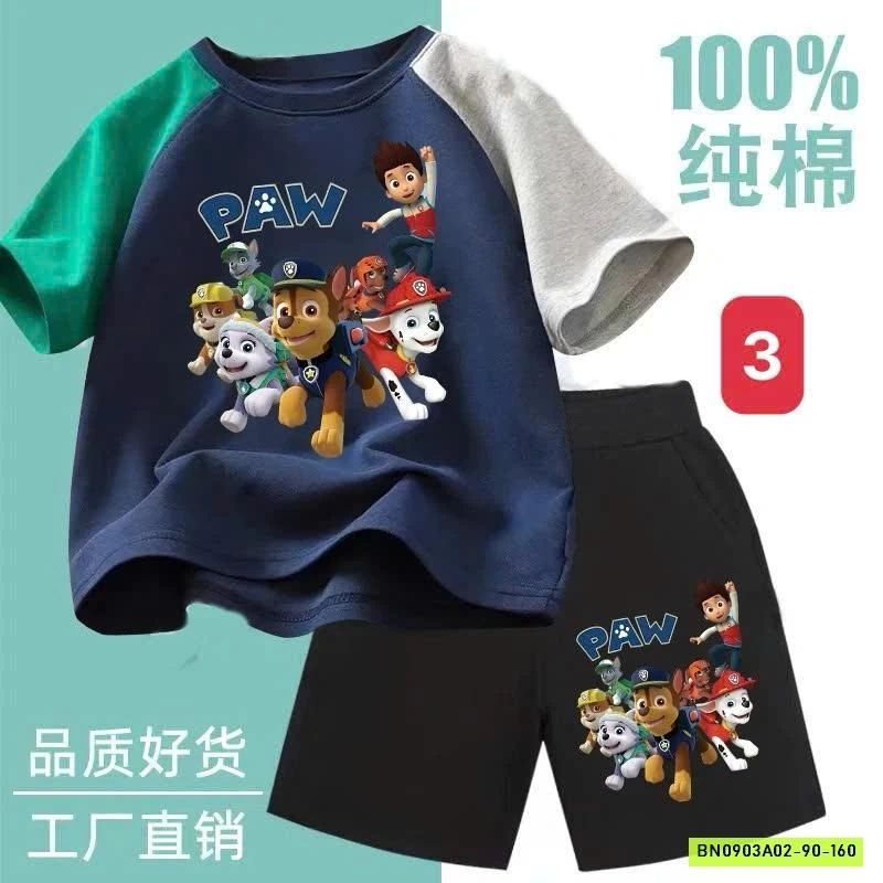 BỘ THUN IN HÌNH HOẠT HÌNH CHO BÉ TRAI hết sale