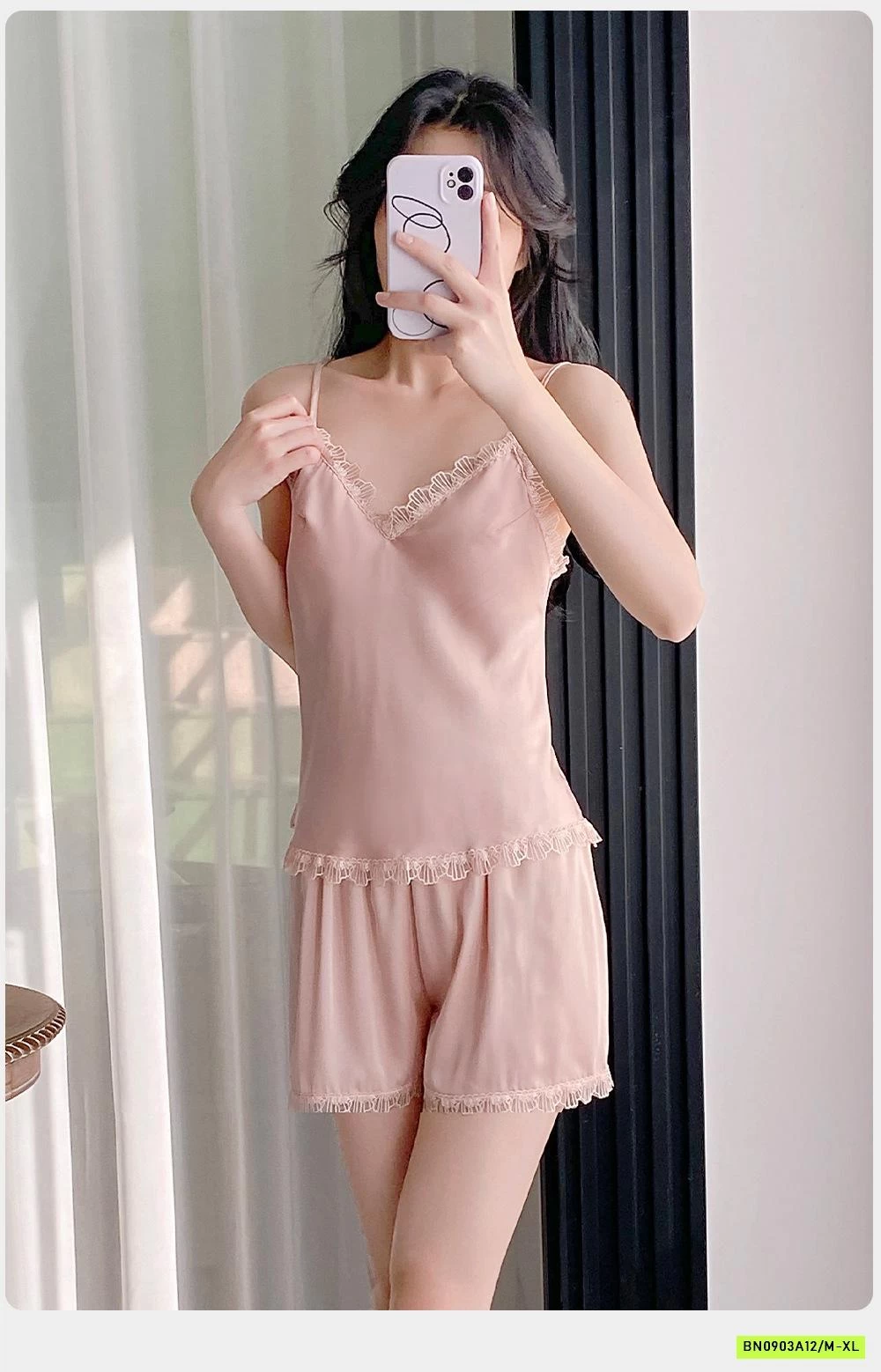 BỘ NGỦ LỤA 2 DÂY VIỀN REN