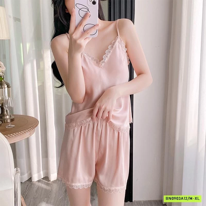 BỘ NGỦ LỤA 2 DÂY VIỀN REN